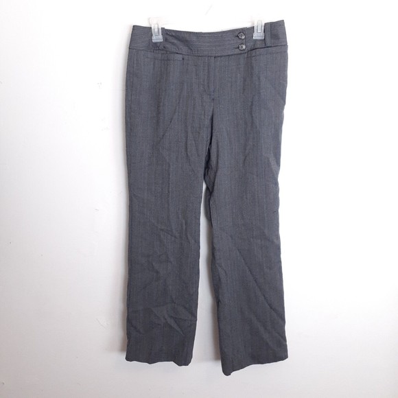 Ann Taylor Margo Pants 6P Straight Leg Wool Blend Gray Pinstripe 28" Inseam - Picture 1 of 9